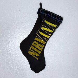 Handmade Nirvana Plaid Flannel Upcycled Band Tee Stocking